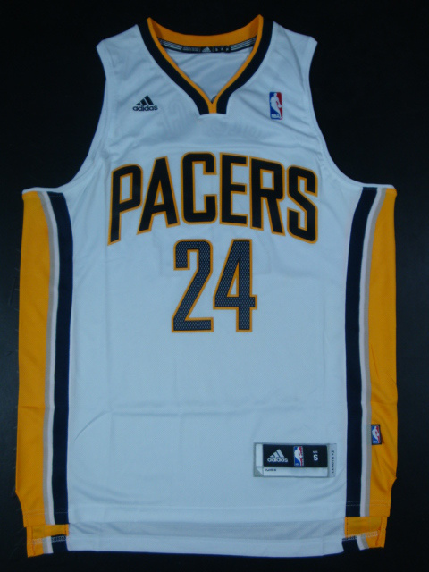  NBA Indiana Pacers 24 Paul George New Revolution 30 Swingman Home White Jersey